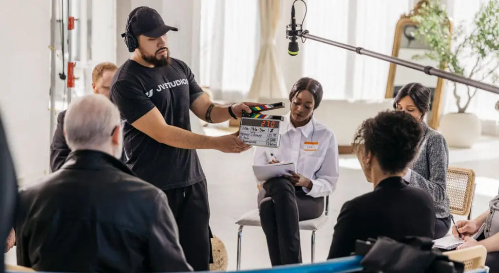 on set at a jv studios commercial shoot