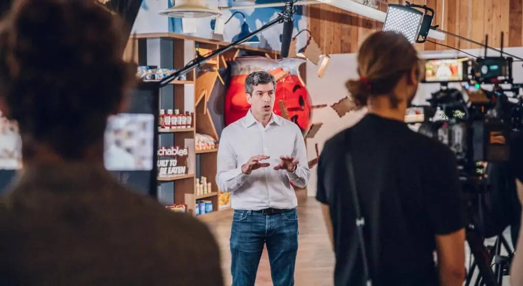 image showing what it looks like behind the scenes of an internal training video