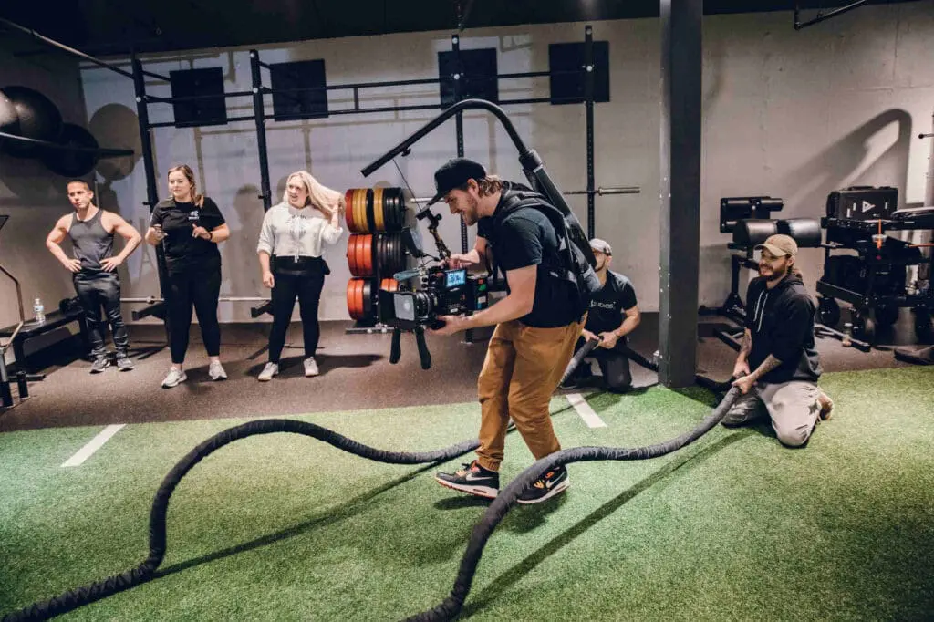 filming workouts at a fitness gym