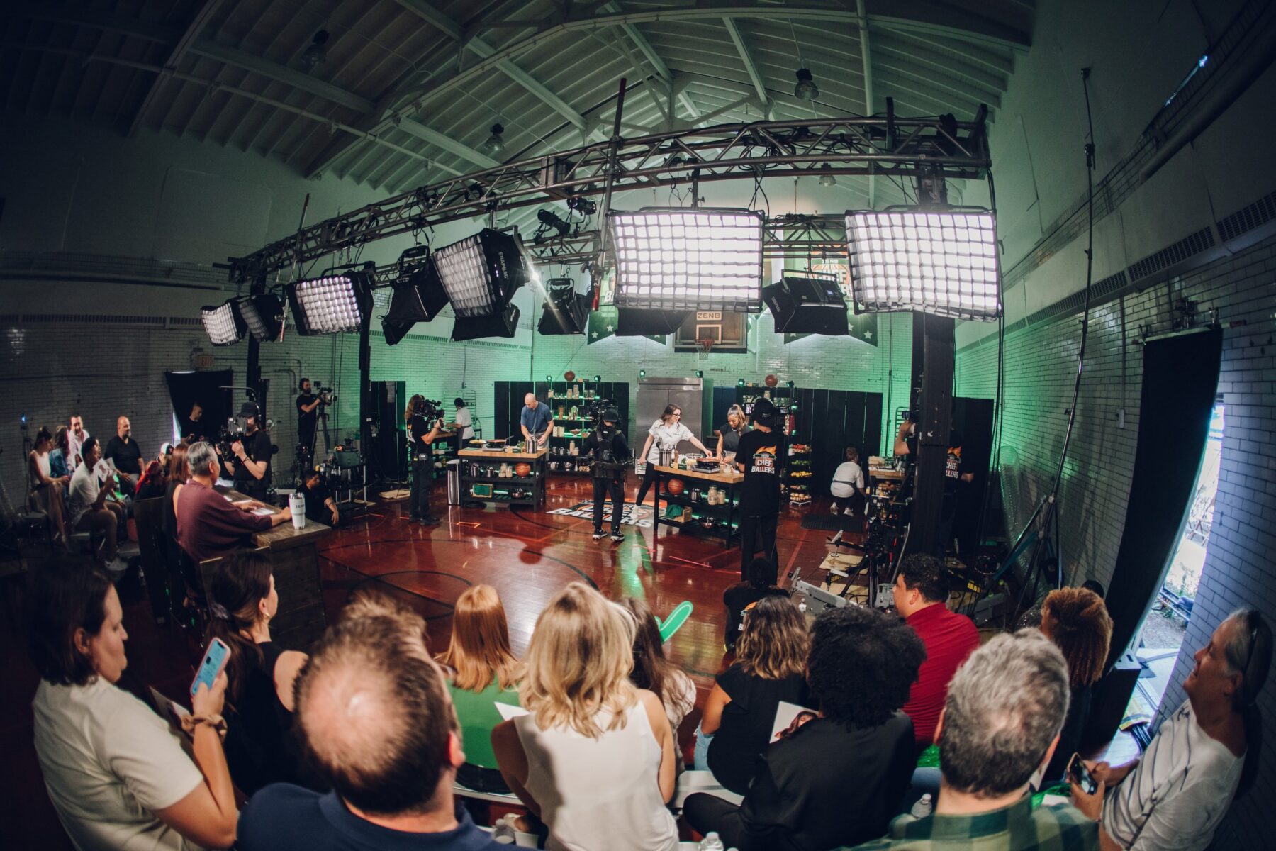 picture of the zenb video shoot showing all of the lights and cameras