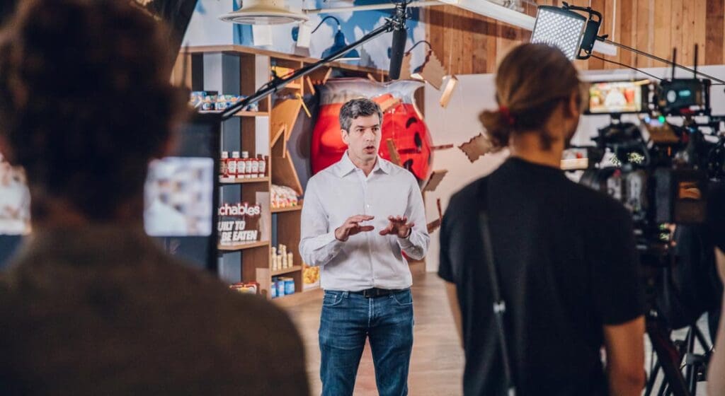 image showing what it looks like behind the scenes of an internal training video
