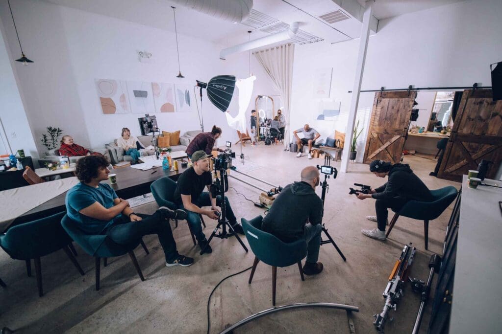 film crew on set for a commercial