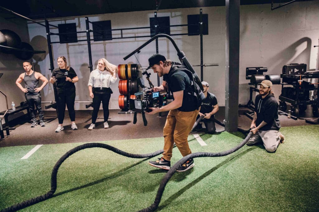 filming workouts at a fitness gym